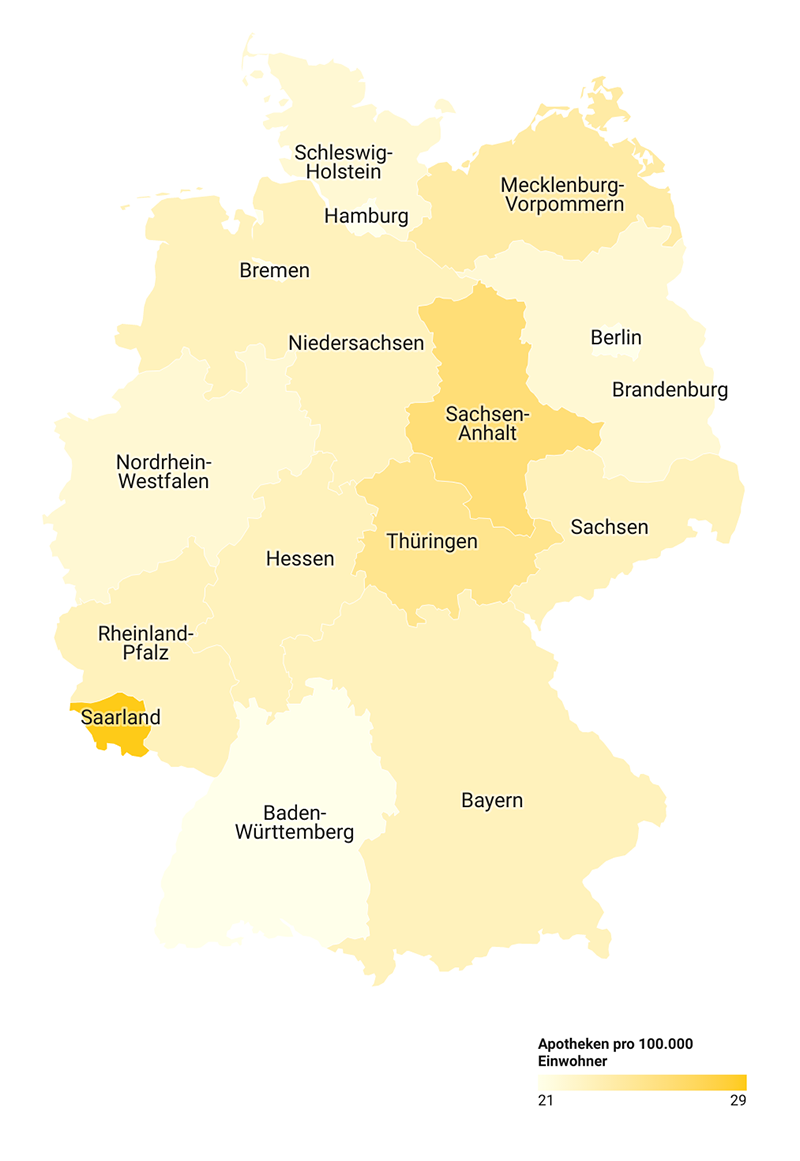 Apothekendichte in Deutschland nach Bundesland