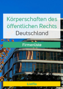 Liste mit 300 Körperschaften des öffentlichen Rechts + Branchenübersicht